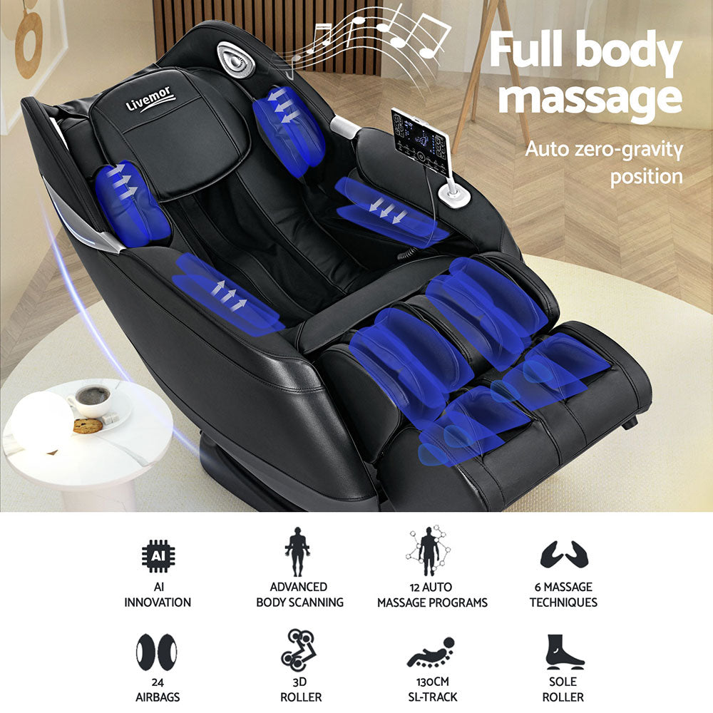 Livemor Massage Chair Electric Recliner Home 3D Massager Flynn - TRENDZ