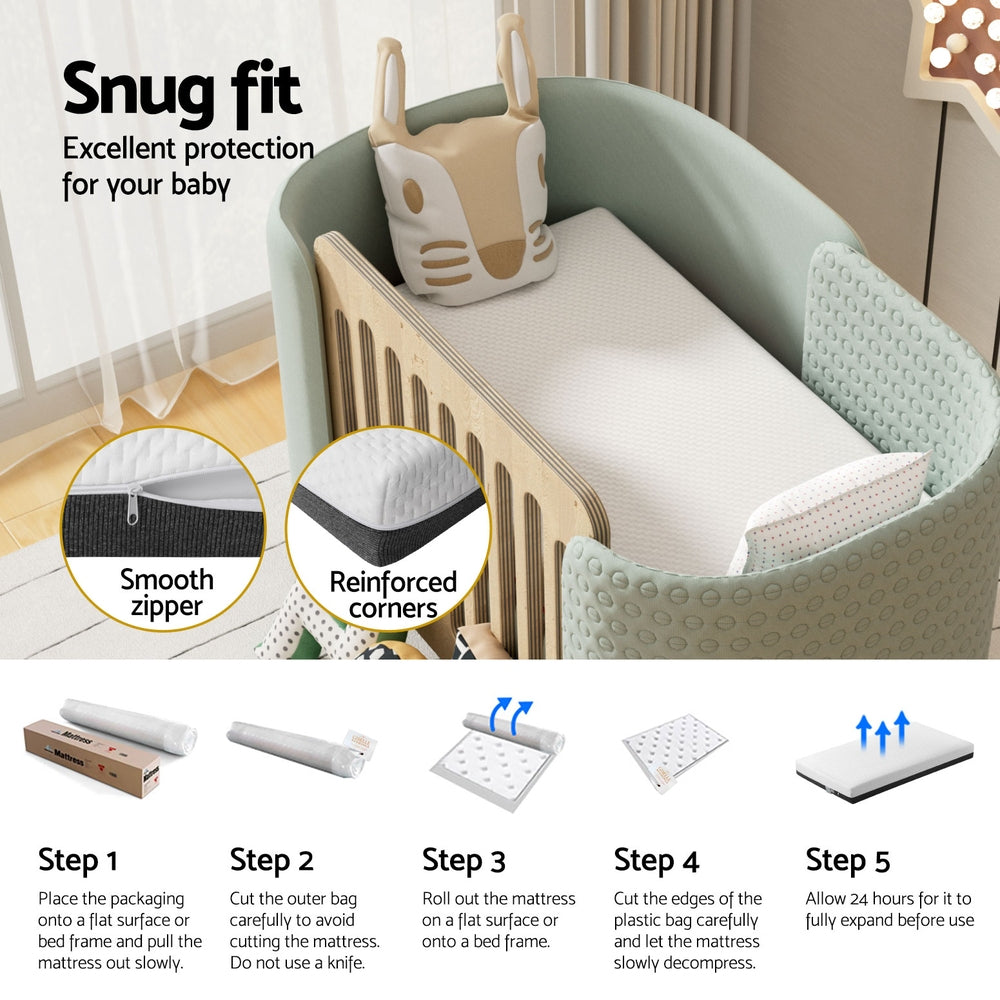 13cm Giselle Baby Cot Mattress Gel Foam - TRENDZ