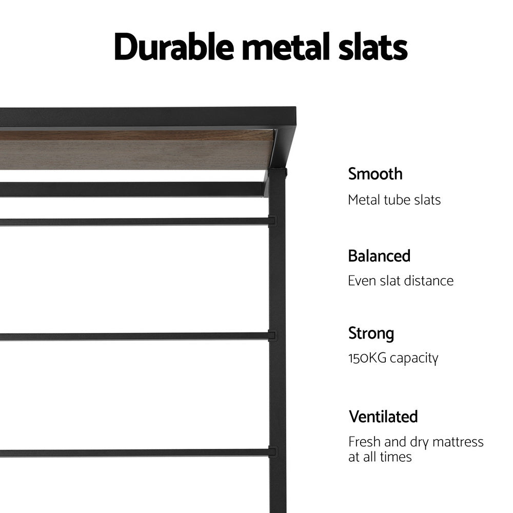 Artiss Bed Frame 2x Single Size Metal Trundle Daybed DEAN - TRENDZ