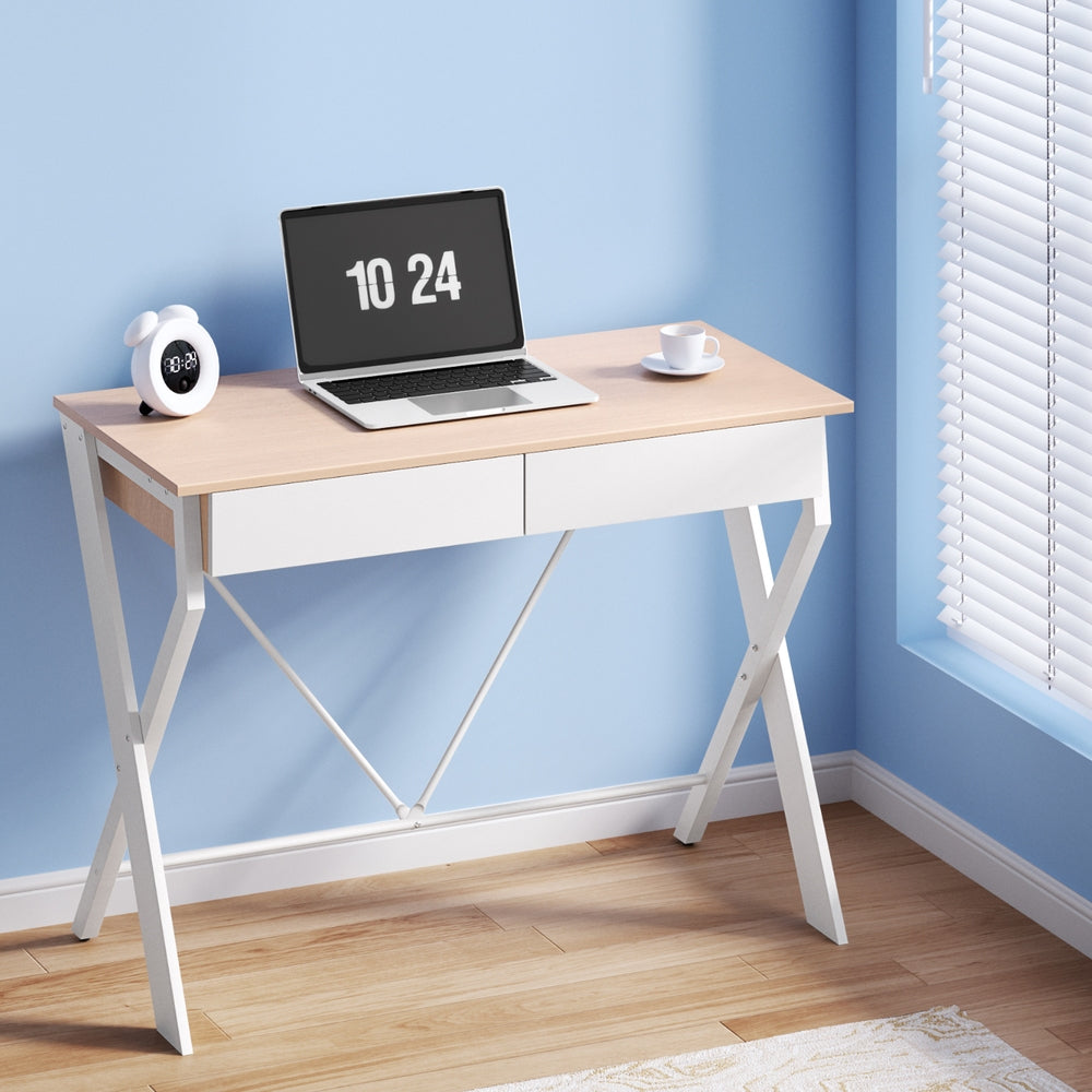 Artiss Computer Desk Drawer Oak 100CM - TRENDZ