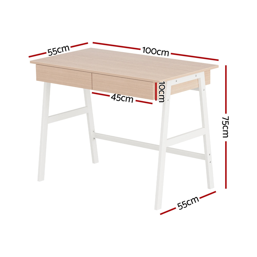 Artiss Computer Desk Drawer Cabinet Oak 100CM - TRENDZ