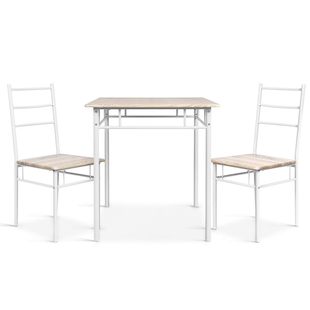 Artiss Dining Table And Chairs 3 Piece Set Oak - TRENDZ