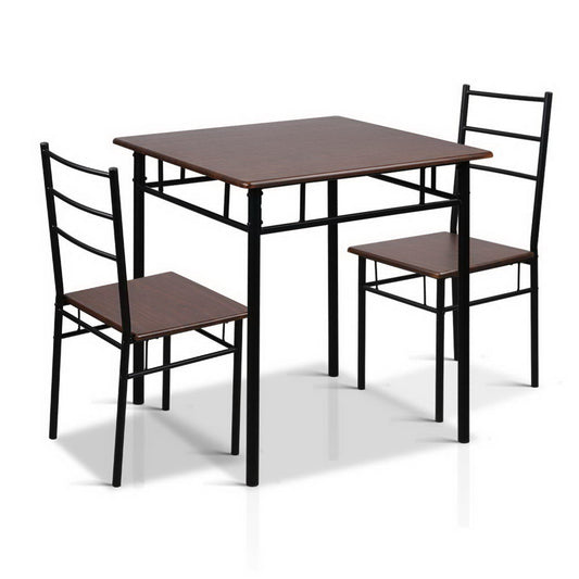 Artiss Dining Table And Chairs 3 Piece Set Walnut - TRENDZ