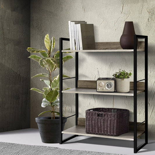 Artiss Bookshelf 3 Tiers - NOE Black and Oak - TRENDZ