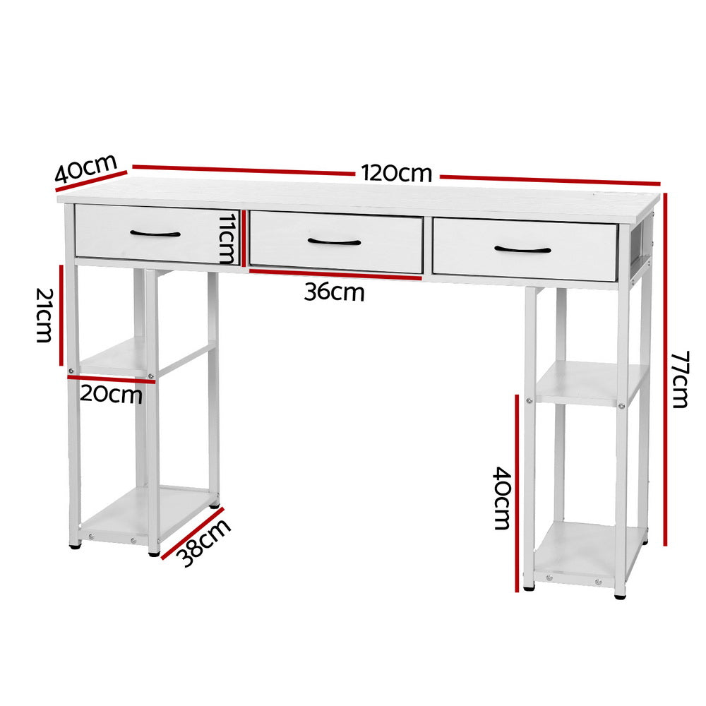 Artiss Computer Desk Drawer Shelves Study Table 120CM White - TRENDZ