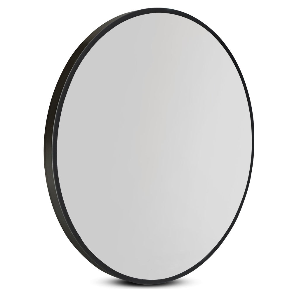 Embellir Wall Mirror Makeup 90cm Home Decor Framed Mirrors Bathroom Round Black - TRENDZ