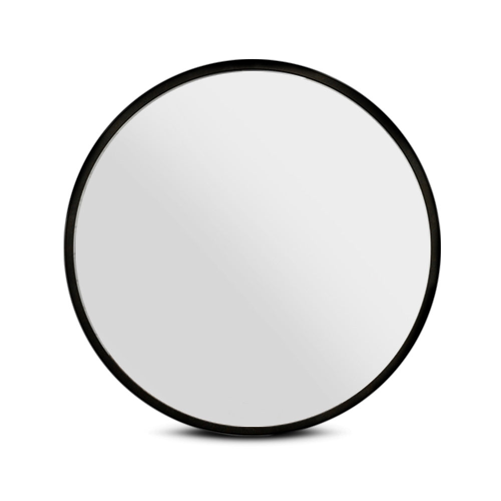 Embellir Wall Mirror Makeup 90cm Home Decor Framed Mirrors Bathroom Round Black - TRENDZ