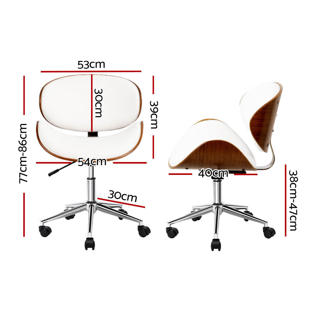 Artiss Wooden Office Chair Leather Seat White - TRENDZ