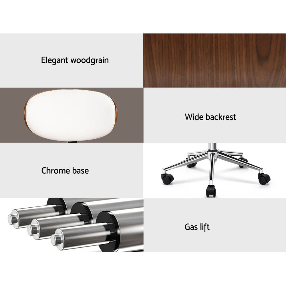 Artiss Wooden Office Chair Leather Seat White - TRENDZ