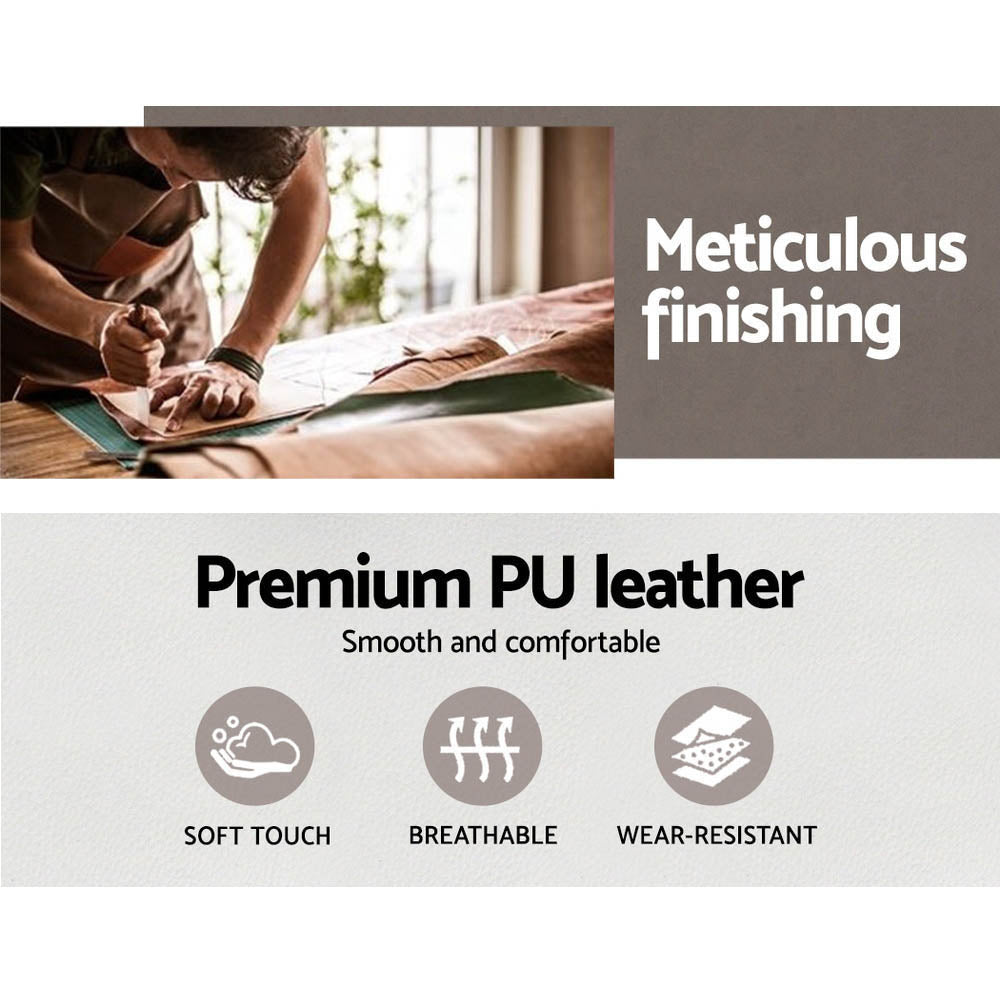 Artiss Wooden Office Chair Leather Seat White - TRENDZ