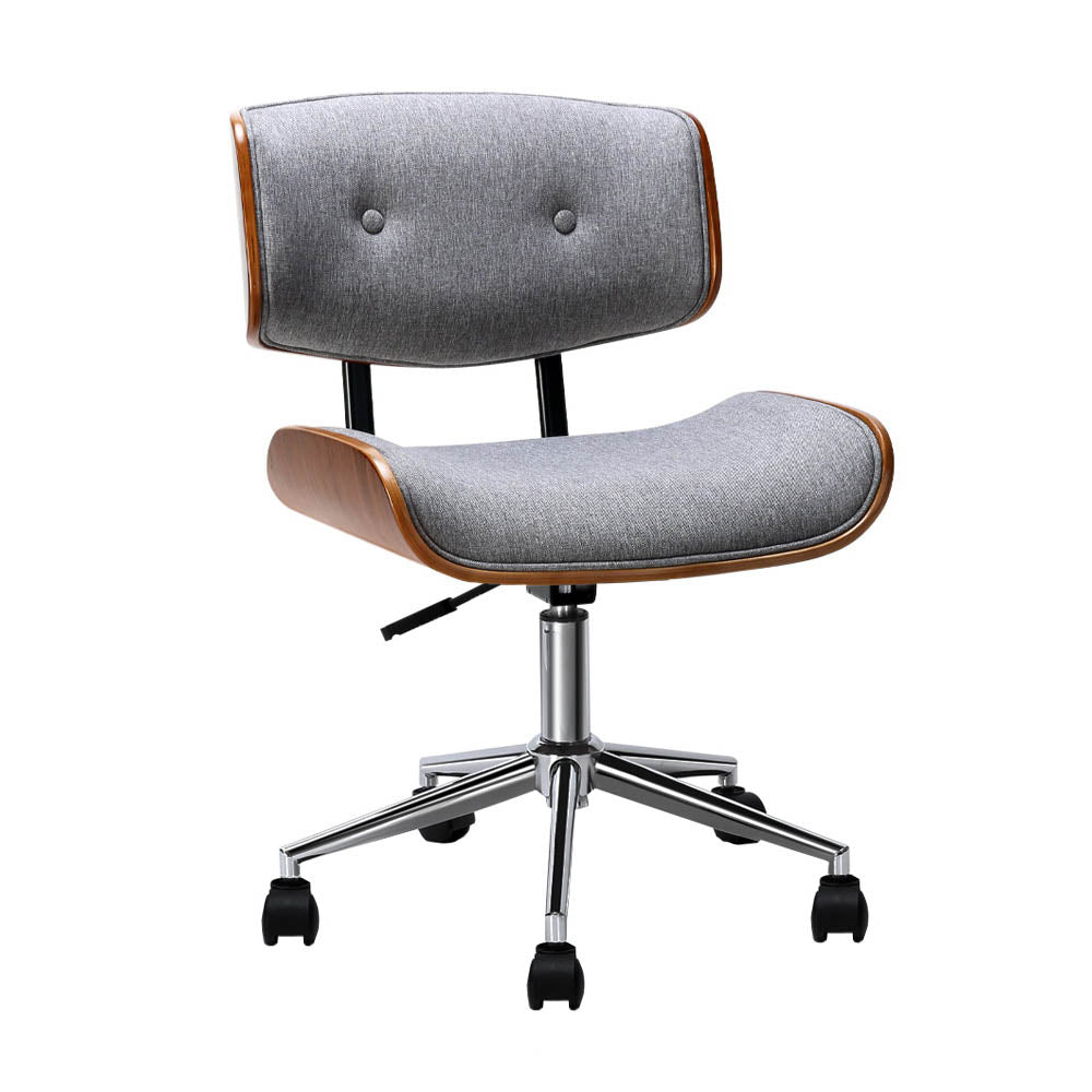 Artiss Wooden Office Chair Fabric Seat Grey - TRENDZ