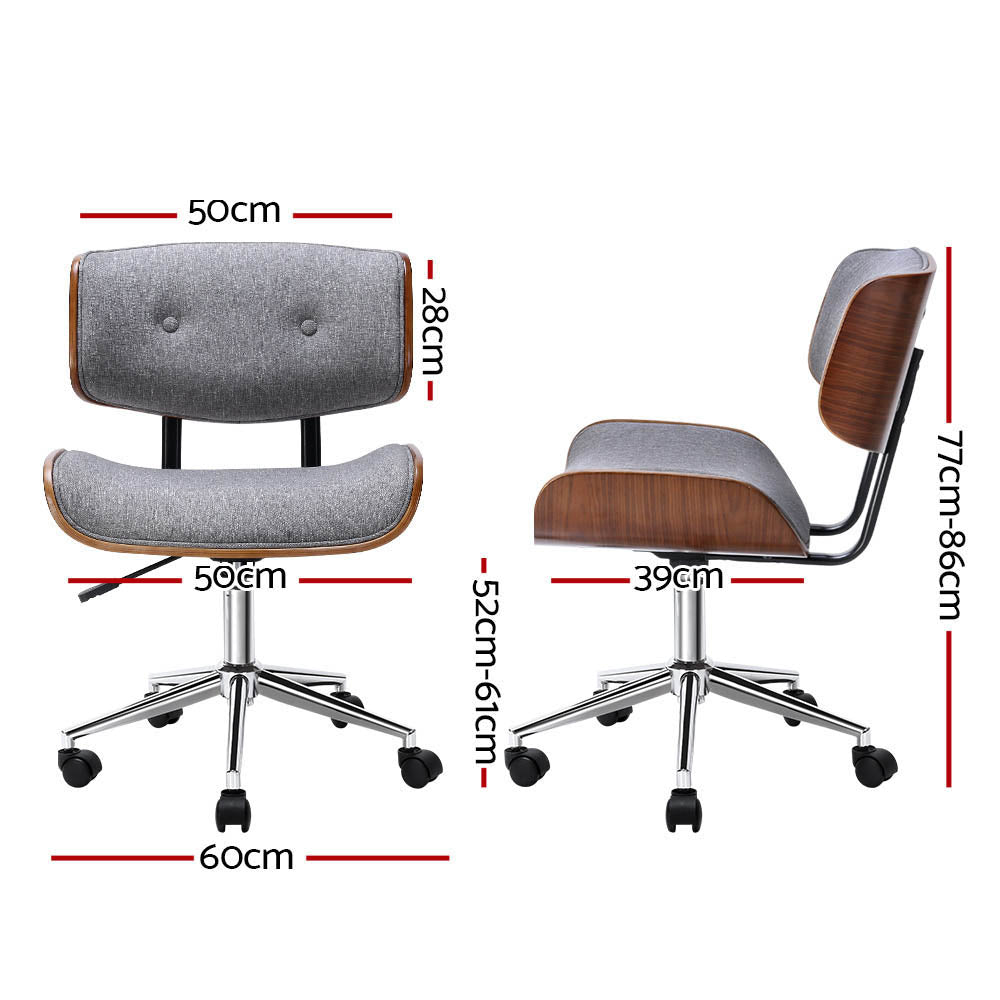 Artiss Wooden Office Chair Fabric Seat Grey - TRENDZ