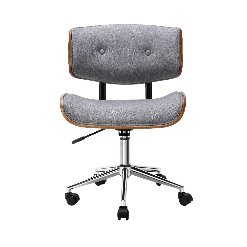Artiss Wooden Office Chair Fabric Seat Grey - TRENDZ