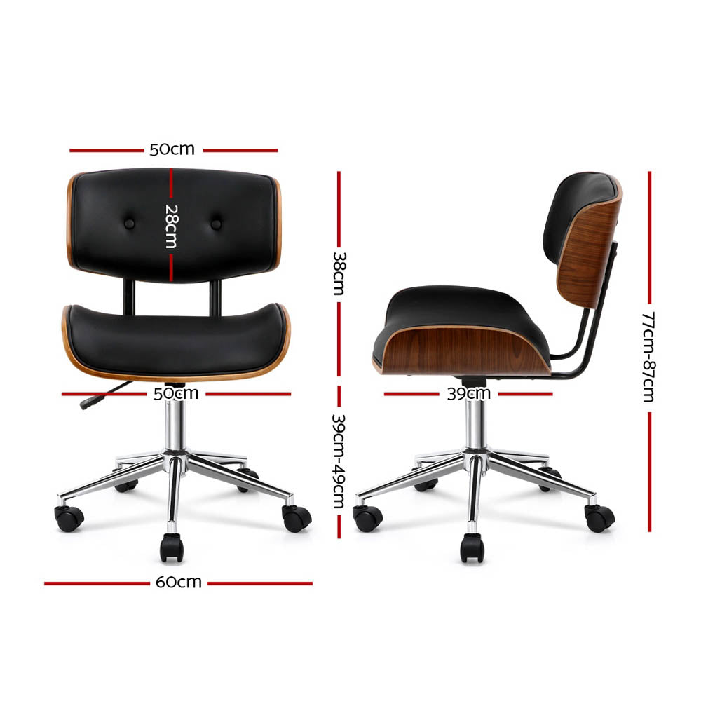 Artiss Wooden Office Chair PU Seat Black Brown - TRENDZ