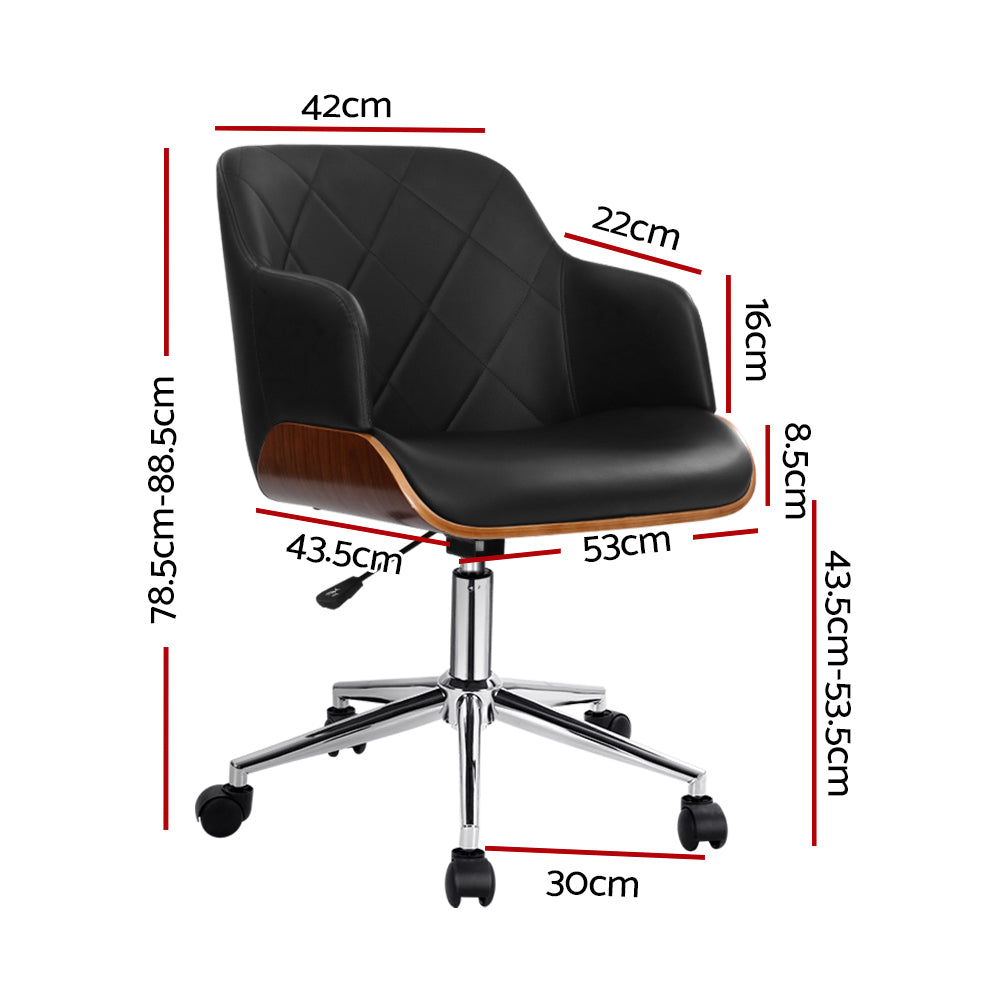 Artiss Wooden Office Chair Fabric Seat Black - TRENDZ