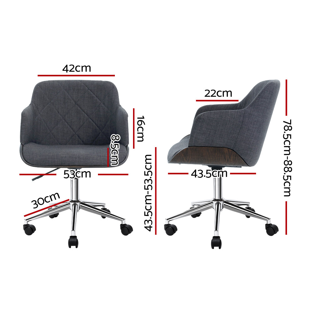 Artiss Wooden Office Chair Fabric Seat Grey - TRENDZ