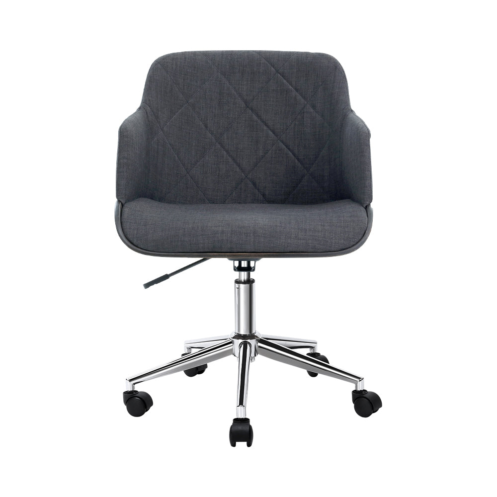 Artiss Wooden Office Chair Fabric Seat Grey - TRENDZ