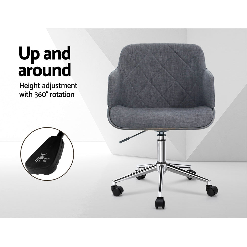 Artiss Wooden Office Chair Fabric Seat Grey - TRENDZ