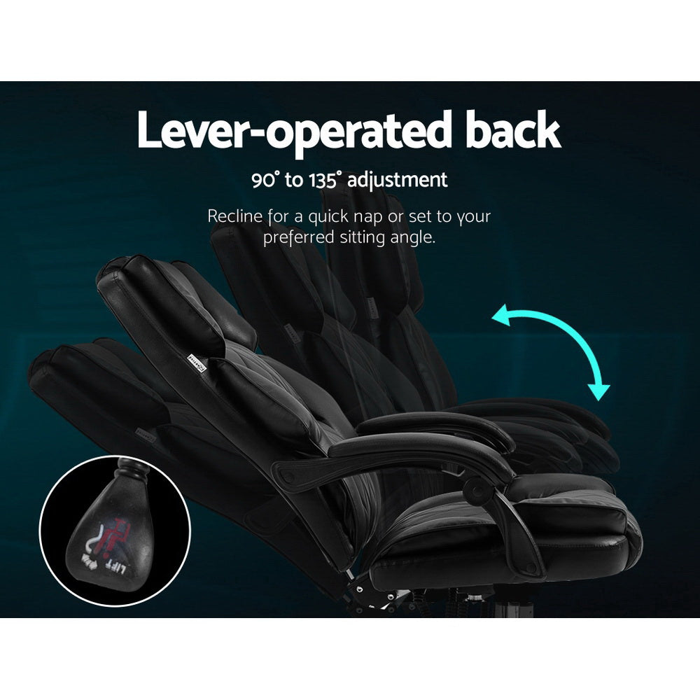 Artiss Executive Office Chair Leather Recliner Black - TRENDZ