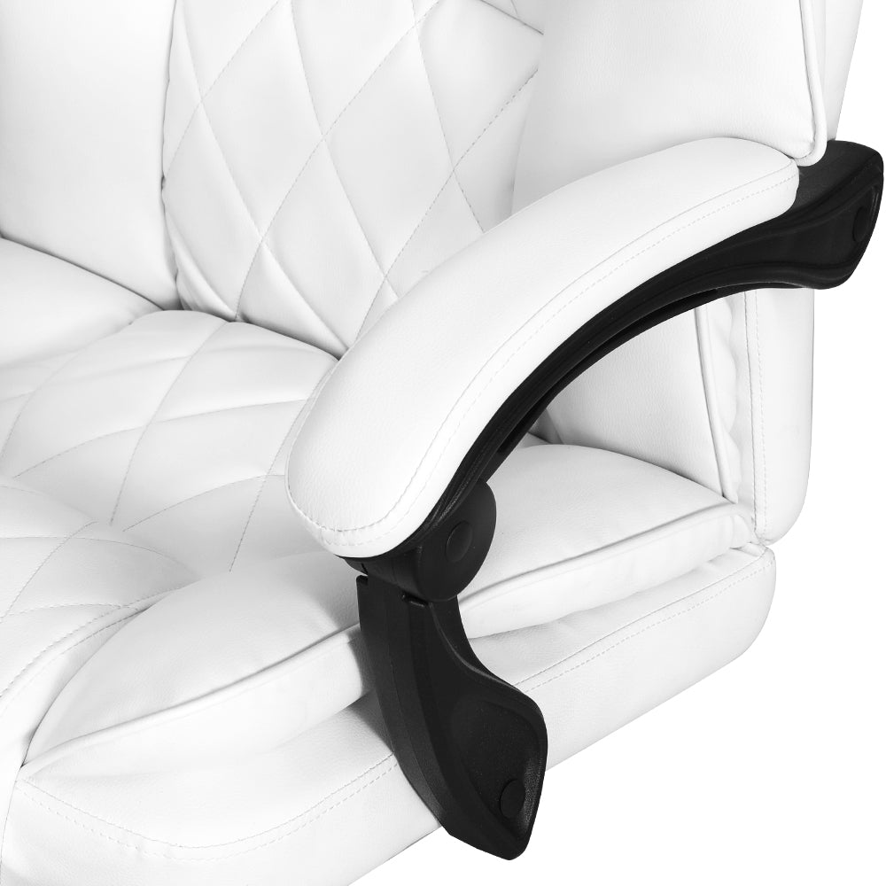 Artiss Executive Office Chair Leather Footrest White - TRENDZ