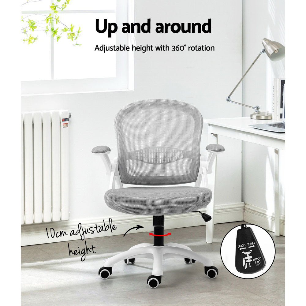 Artiss Mesh Office Chair Mid Back Grey - TRENDZ