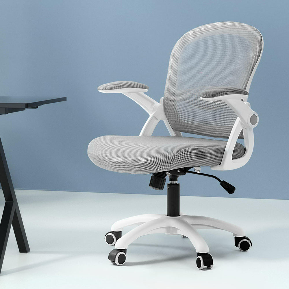 Artiss Mesh Office Chair Mid Back Grey - TRENDZ