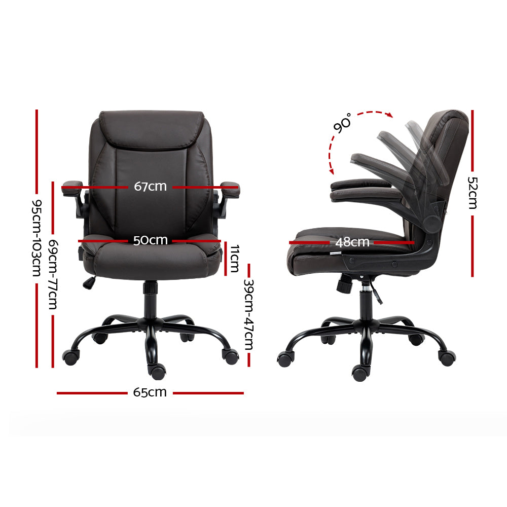 Artiss Executive Office Chair Mid Back Brwon - TRENDZ