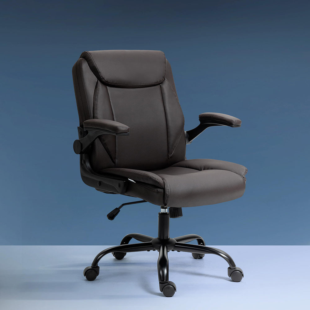 Artiss Executive Office Chair Mid Back Brwon - TRENDZ
