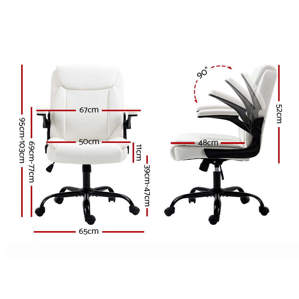 Artiss Executive Office Chair Mid Back White - TRENDZ