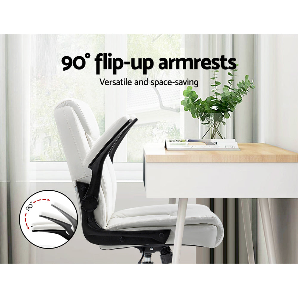 Artiss Executive Office Chair Mid Back White - TRENDZ