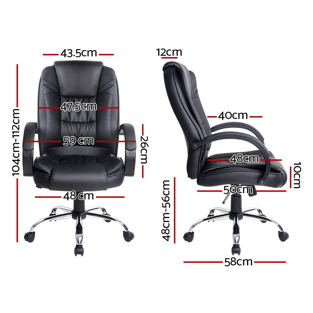 Artiss Executive Office Chair Leather Tilt Black - TRENDZ