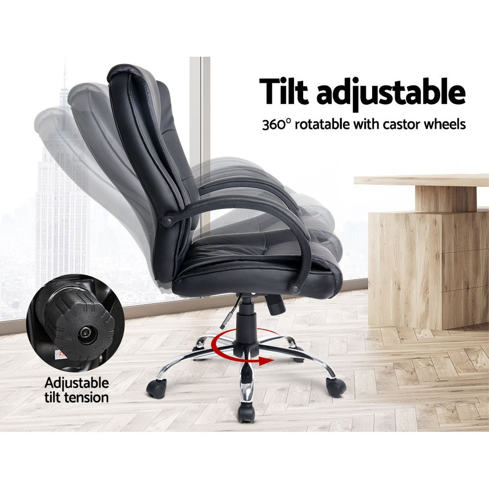 Artiss Executive Office Chair Leather Tilt Black - TRENDZ