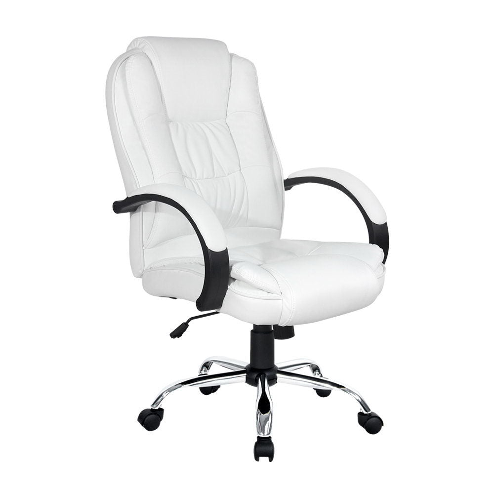 Artiss Executive Office Chair Leather Tilt White - TRENDZ