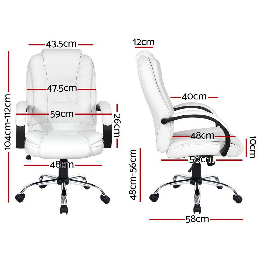 Artiss Executive Office Chair Leather Tilt White - TRENDZ