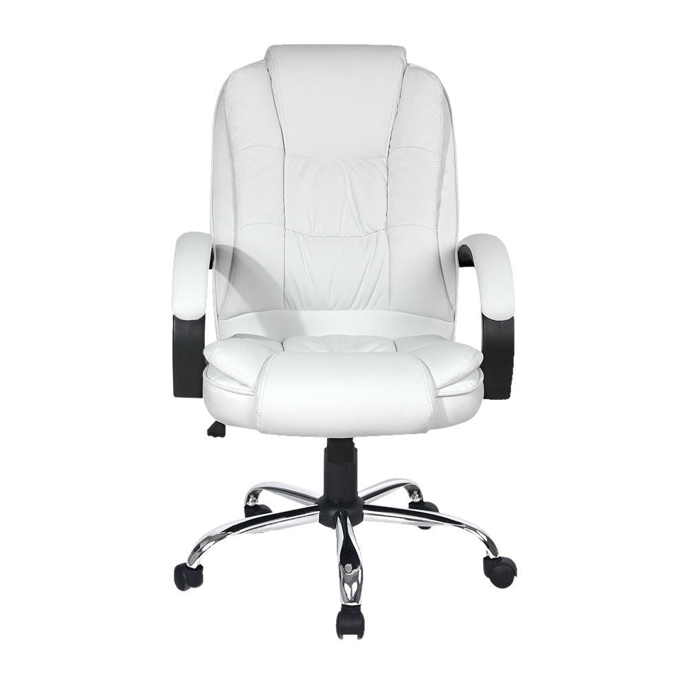 Artiss Executive Office Chair Leather Tilt White - TRENDZ