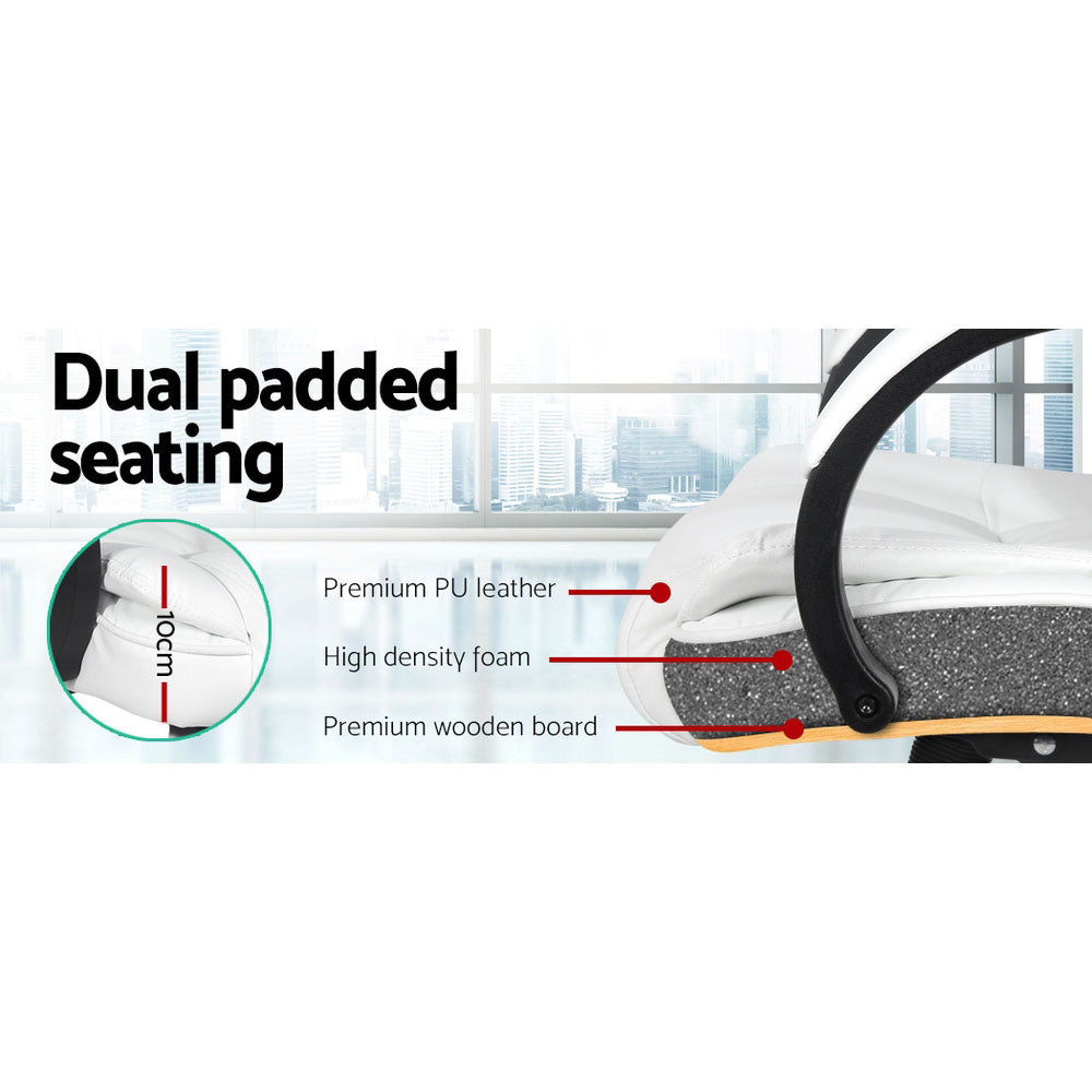 Artiss Executive Office Chair Leather Tilt White - TRENDZ