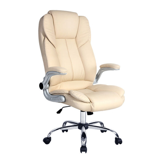 Artiss Executive Office Chair Leather Tilt Beige - TRENDZ