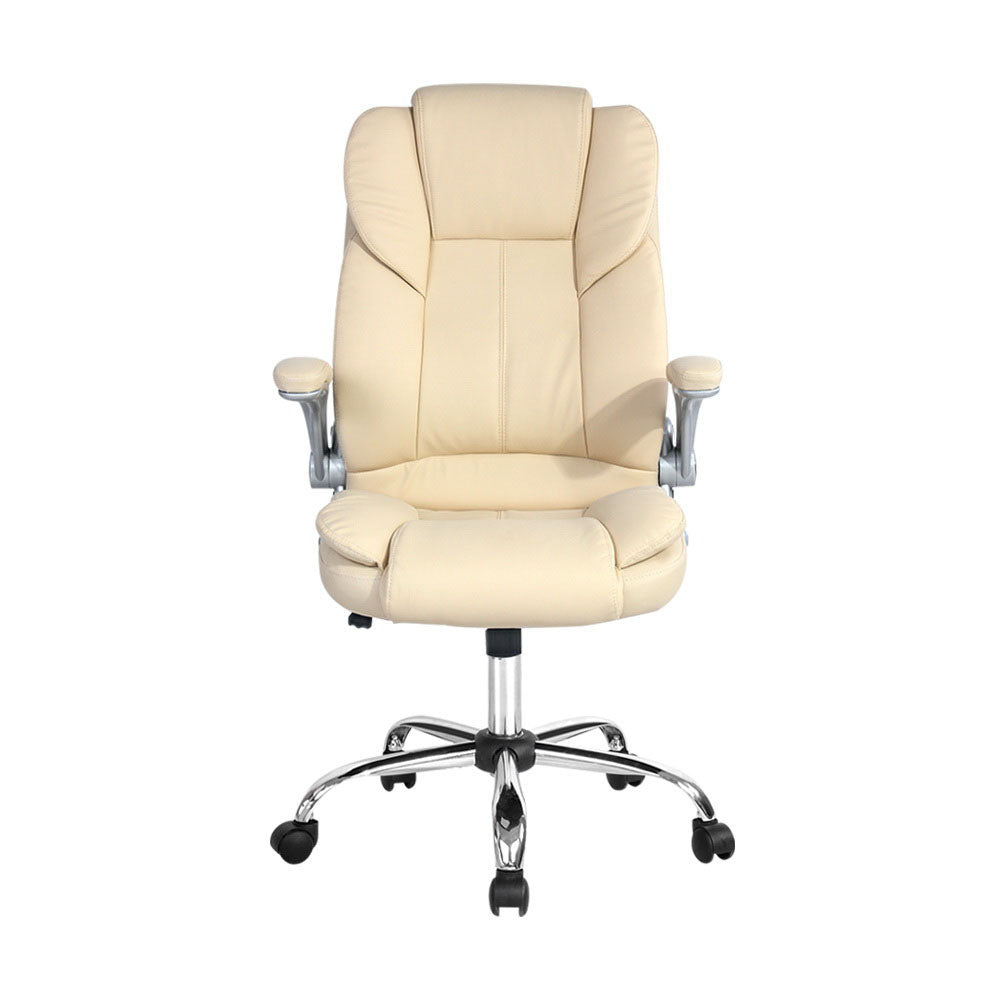 Artiss Executive Office Chair Leather Tilt Beige - TRENDZ