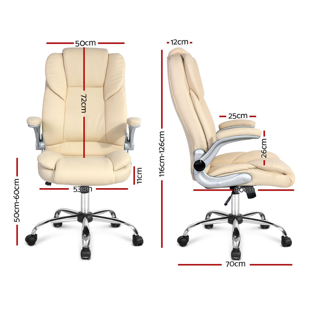 Artiss Executive Office Chair Leather Tilt Beige - TRENDZ