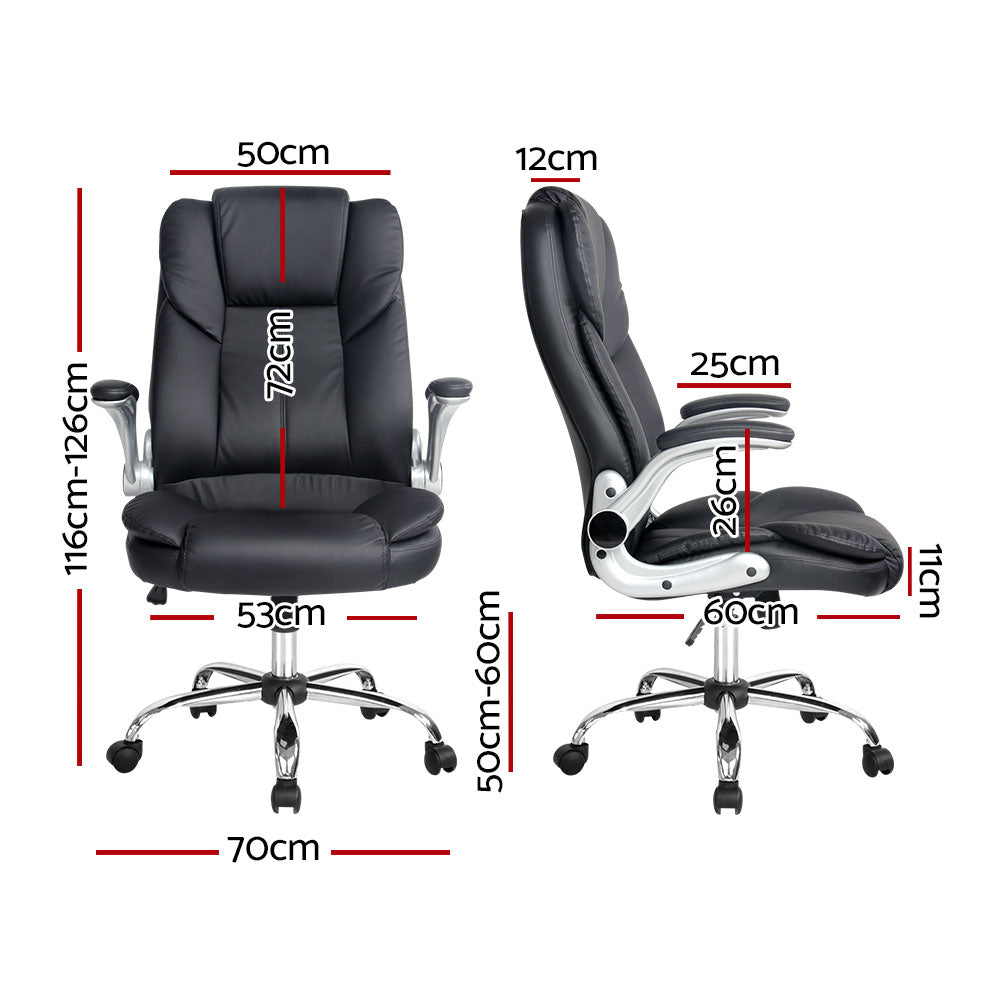 Artiss Executive Office Chair Leather Tilt Black - TRENDZ