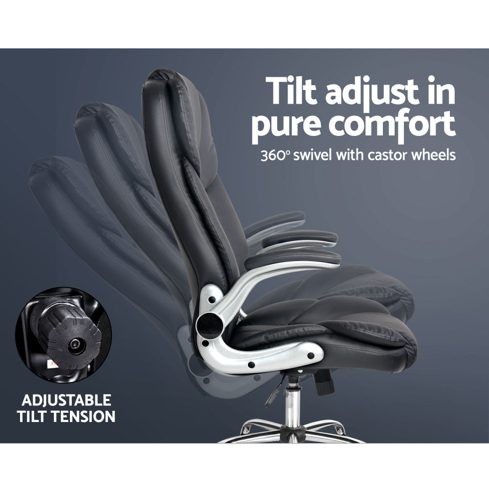 Artiss Executive Office Chair Leather Tilt Black - TRENDZ