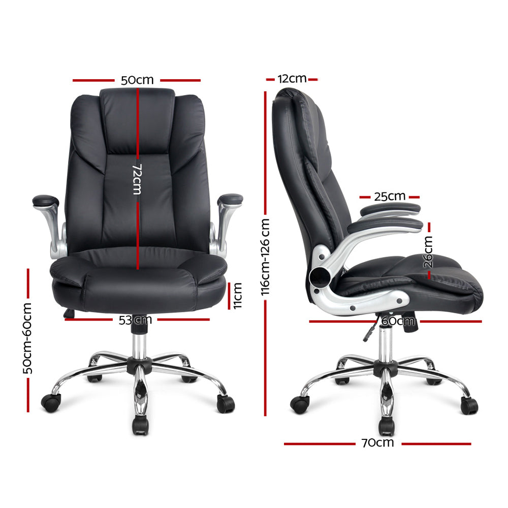 Artiss Executive Office Chair Leather Tilt Black - TRENDZ