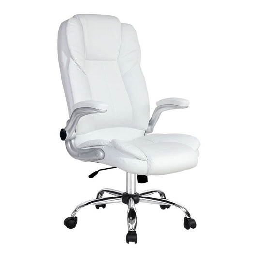 Artiss Executive Office Chair Leather Tilt White - TRENDZ