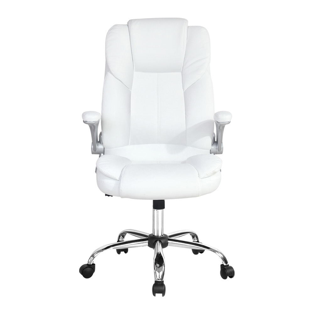 Artiss Executive Office Chair Leather Tilt White - TRENDZ