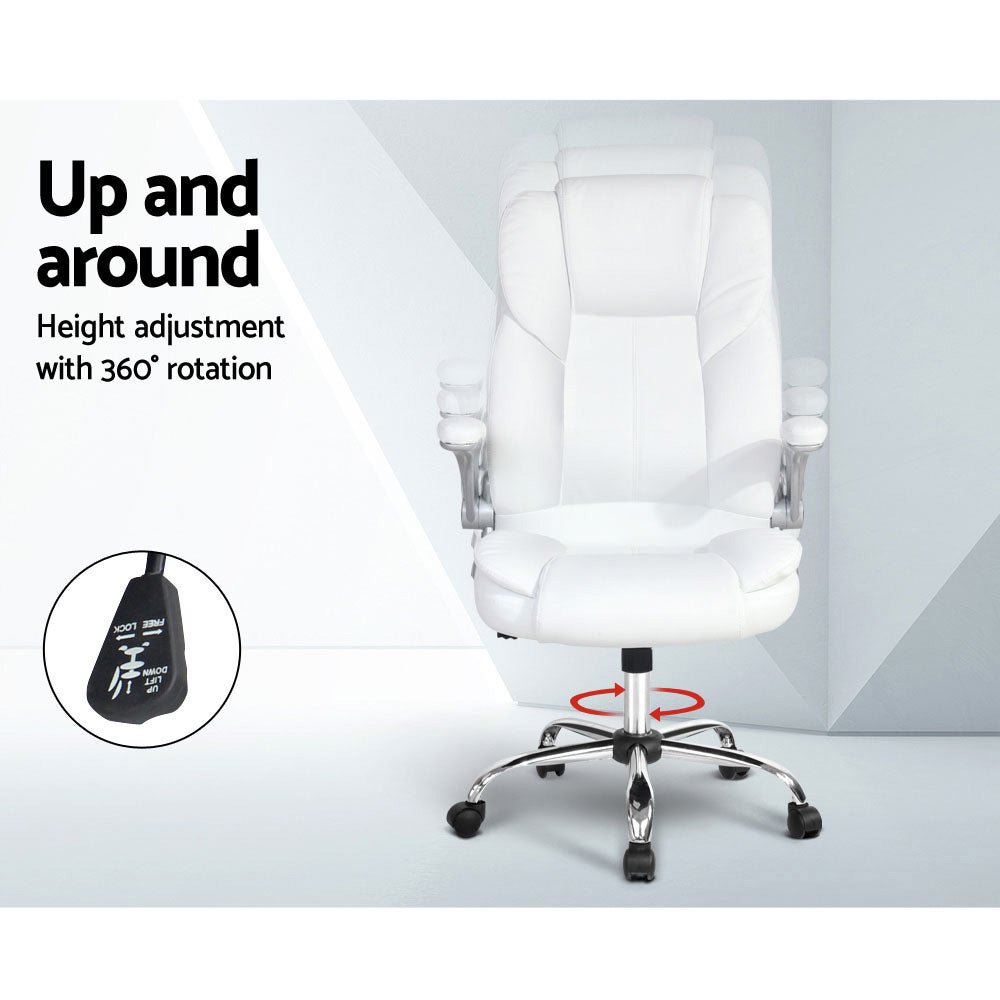 Artiss Executive Office Chair Leather Tilt White - TRENDZ