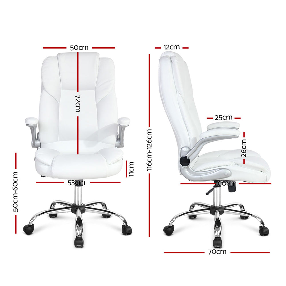 Artiss Executive Office Chair Leather Tilt White - TRENDZ