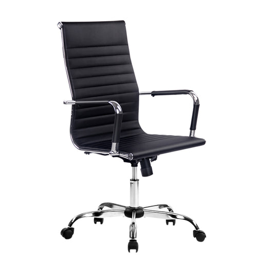 Artiss Office Chair Conference Chairs PU Leather High Back Black - TRENDZ