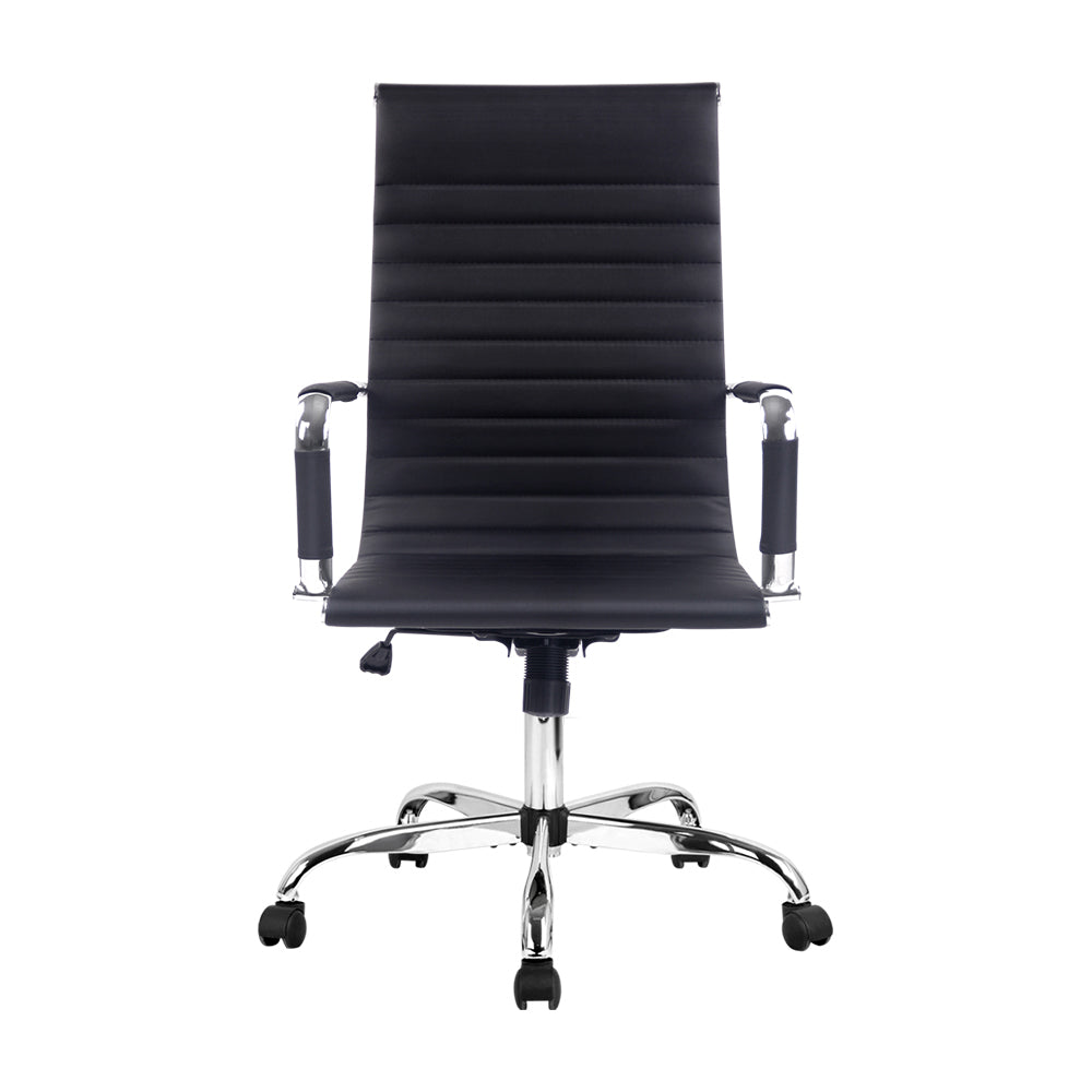 Artiss Office Chair Conference Chairs PU Leather High Back Black - TRENDZ