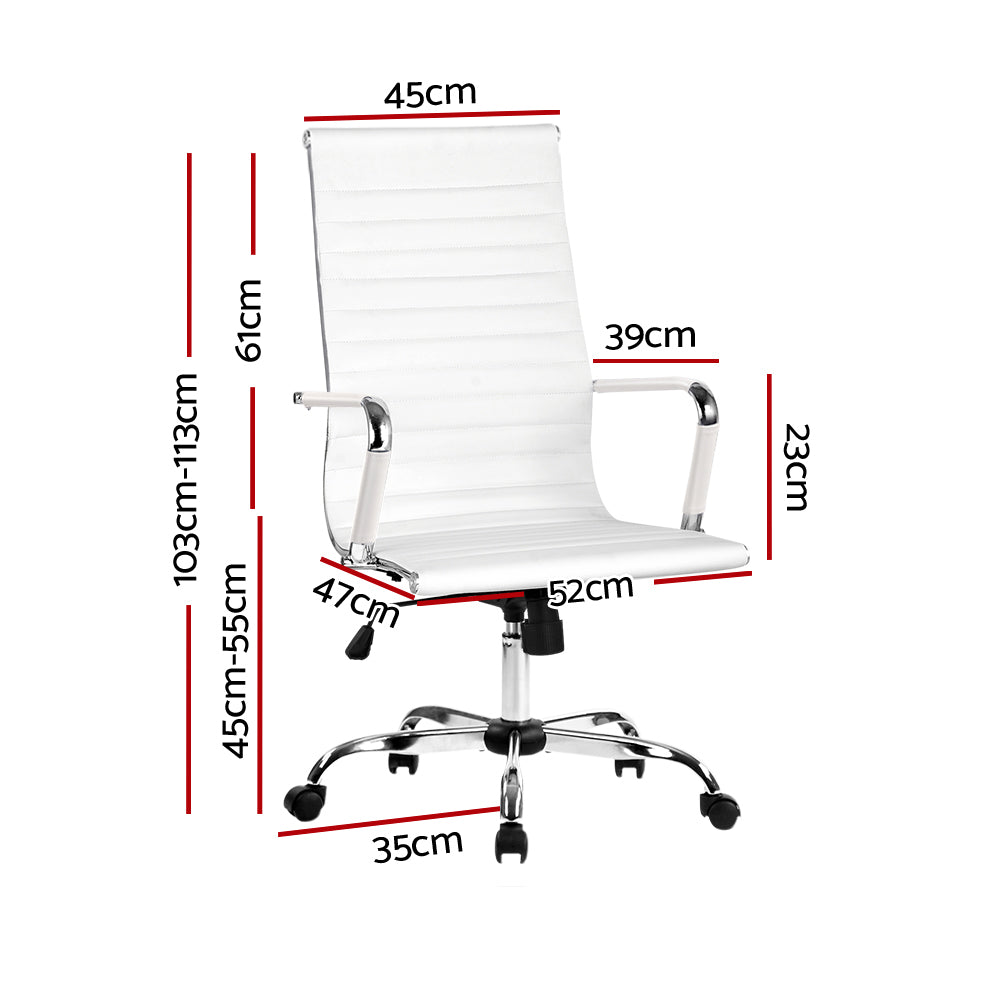 Artiss Office Chair Conference Chairs PU Leather High Back White - TRENDZ