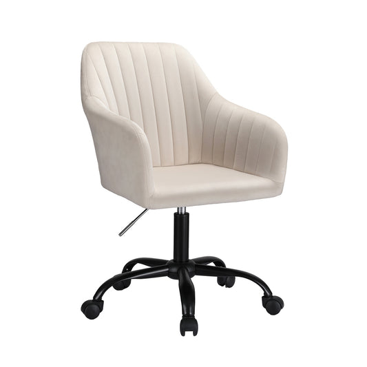Artiss Office Chair Velvet Seat Cream - TRENDZ
